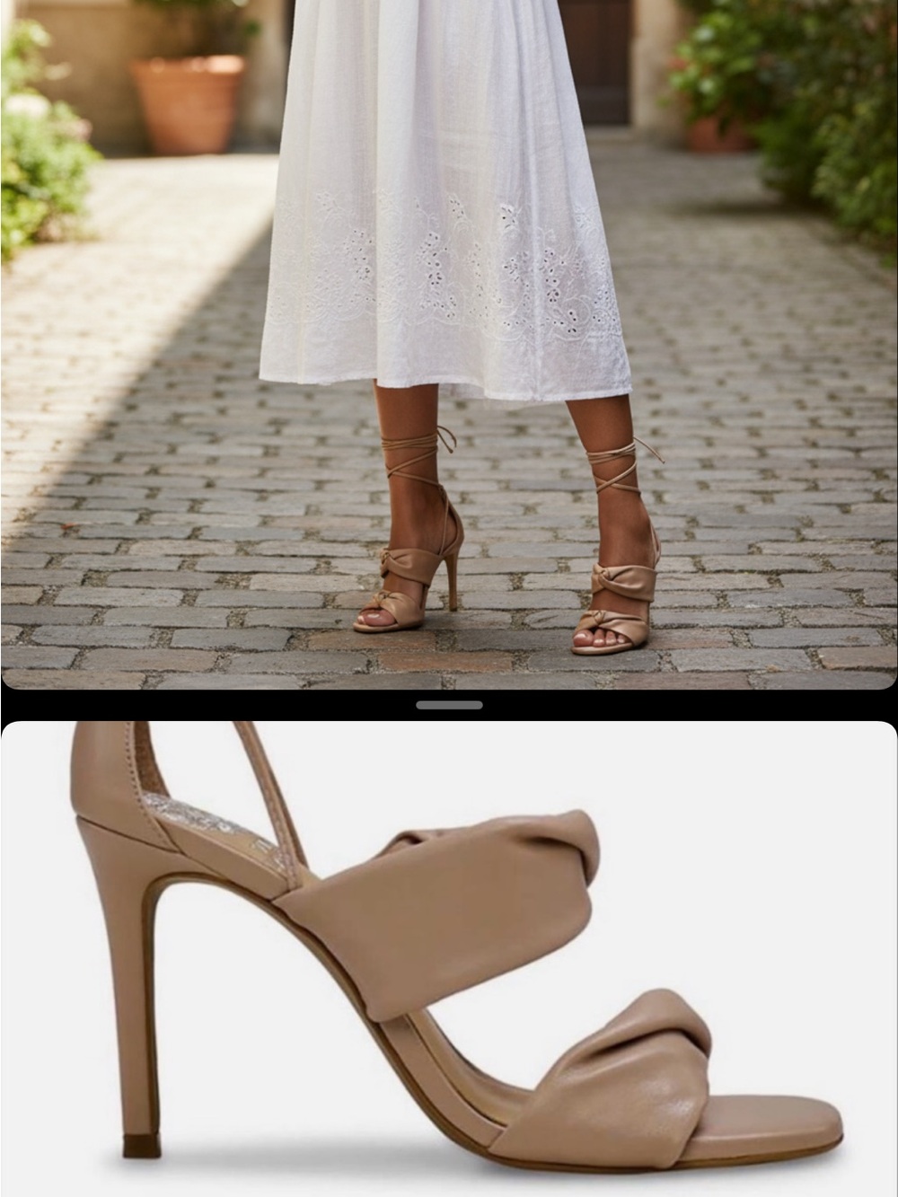 Vince Camuto Gold Knotted Double-Strap Ankle Tie Heels Andrequa Retails $180